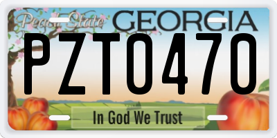 GA license plate PZT0470