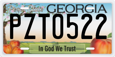 GA license plate PZT0522