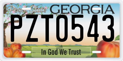 GA license plate PZT0543