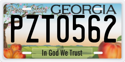 GA license plate PZT0562