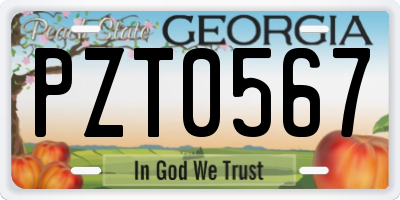 GA license plate PZT0567