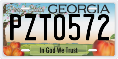 GA license plate PZT0572