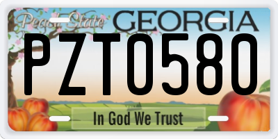 GA license plate PZT0580