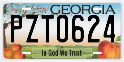 GA license plate PZT0624