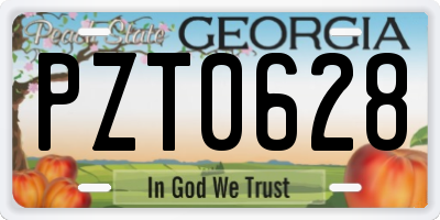 GA license plate PZT0628