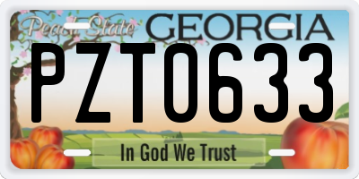 GA license plate PZT0633