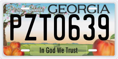 GA license plate PZT0639