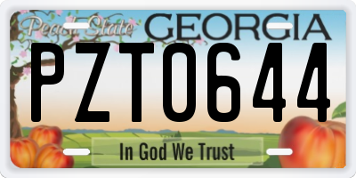 GA license plate PZT0644