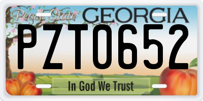 GA license plate PZT0652