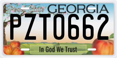 GA license plate PZT0662