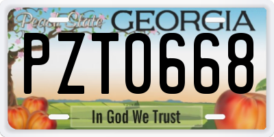 GA license plate PZT0668
