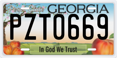 GA license plate PZT0669