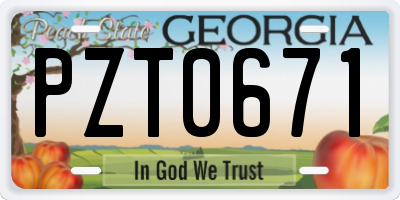 GA license plate PZT0671