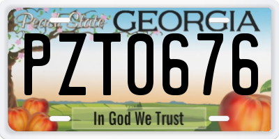 GA license plate PZT0676