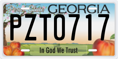 GA license plate PZT0717