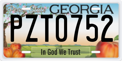 GA license plate PZT0752