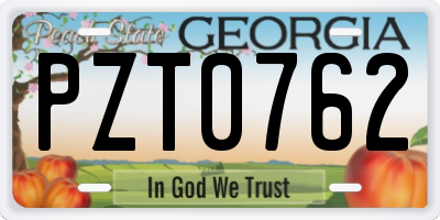 GA license plate PZT0762