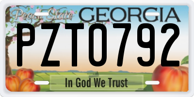 GA license plate PZT0792