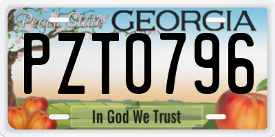 GA license plate PZT0796