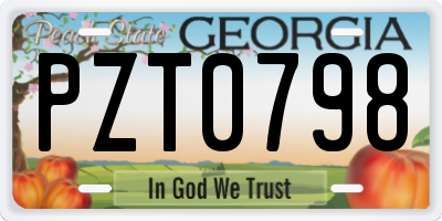 GA license plate PZT0798