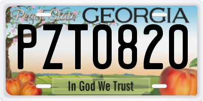 GA license plate PZT0820