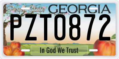 GA license plate PZT0872