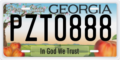 GA license plate PZT0888