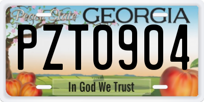 GA license plate PZT0904