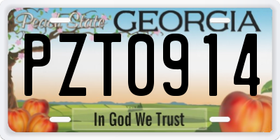 GA license plate PZT0914