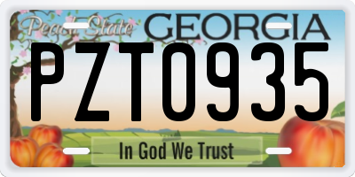 GA license plate PZT0935