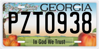 GA license plate PZT0938