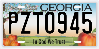 GA license plate PZT0945