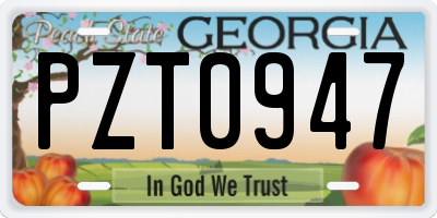 GA license plate PZT0947