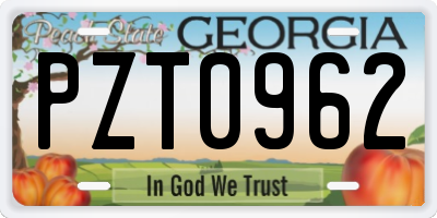 GA license plate PZT0962