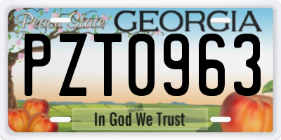GA license plate PZT0963