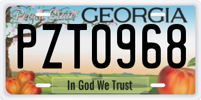 GA license plate PZT0968