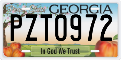 GA license plate PZT0972