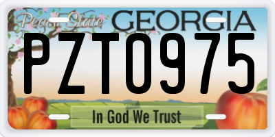 GA license plate PZT0975