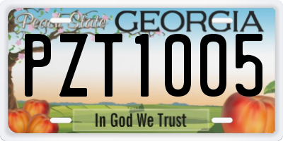 GA license plate PZT1005