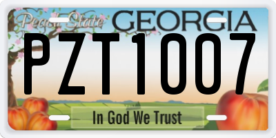 GA license plate PZT1007