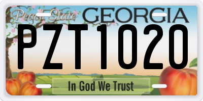 GA license plate PZT1020