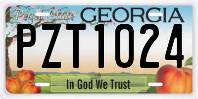 GA license plate PZT1024
