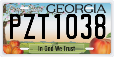 GA license plate PZT1038
