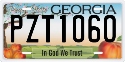 GA license plate PZT1060