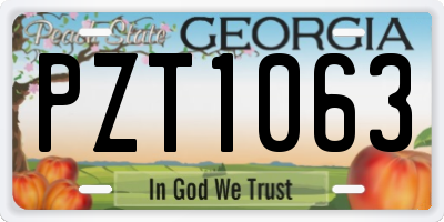 GA license plate PZT1063