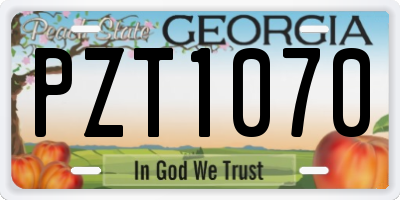 GA license plate PZT1070