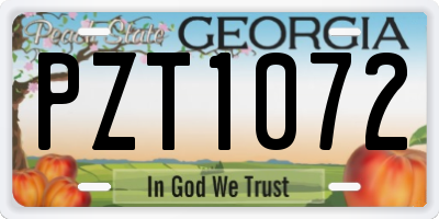 GA license plate PZT1072