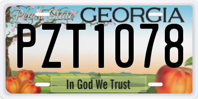 GA license plate PZT1078