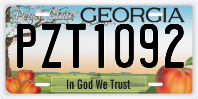 GA license plate PZT1092