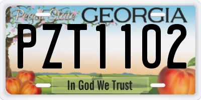 GA license plate PZT1102
